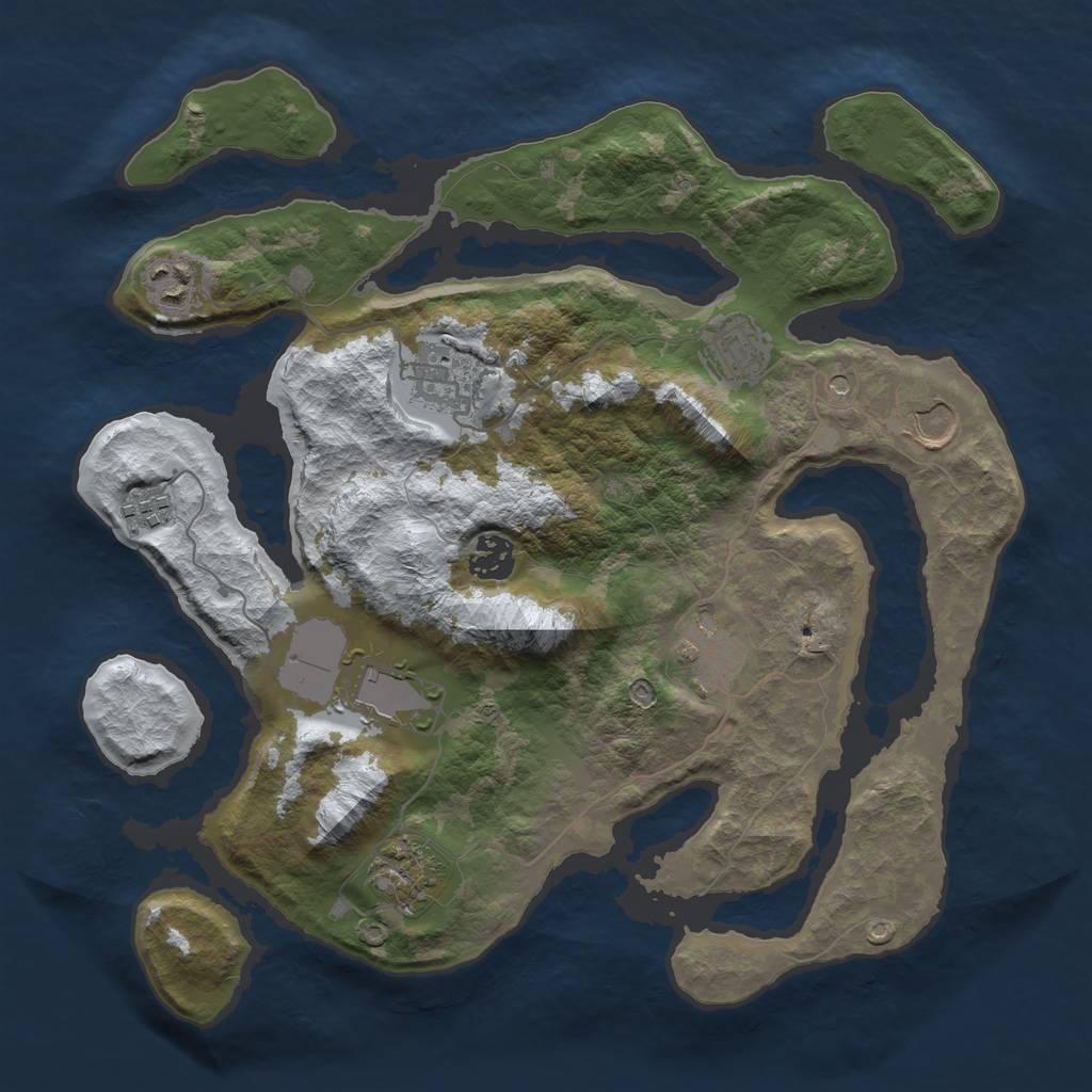 Rust Map: Barren, Size: 3500, Seed: 1572917, 12 Monuments