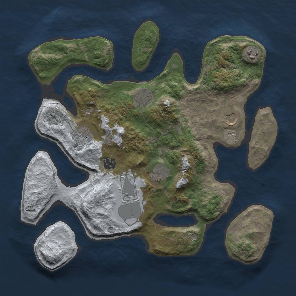 Rust Map: Barren, Size: 3500, Seed: 5995772, 11 Monuments
