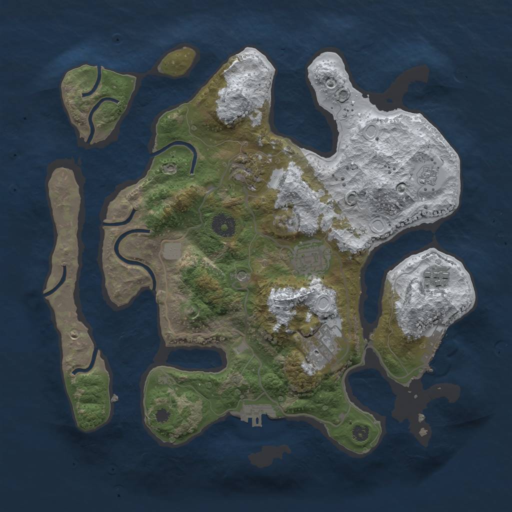 Rust Map: Procedural Map, Size: 3200, Seed: 115126781, 13 Monuments