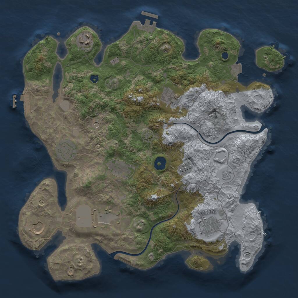 Rust Map: Procedural Map, Size: 3500, Seed: 3416196, 14 Monuments