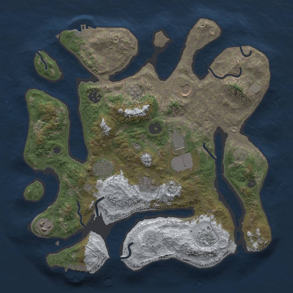 Rust Map: Procedural Map, Size: 3500, Seed: 1268744, 17 Monuments