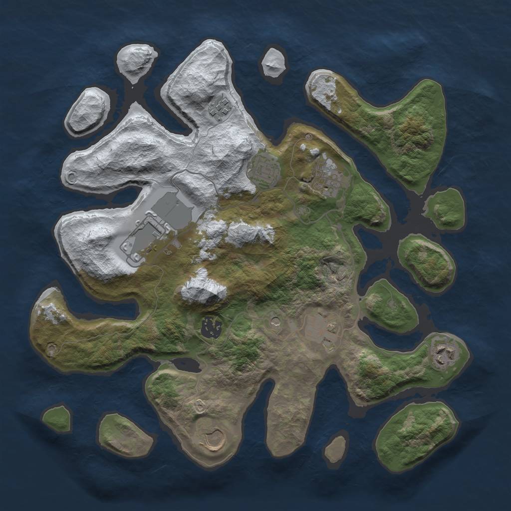Rust Map: Barren, Size: 3500, Seed: 6348400, 11 Monuments