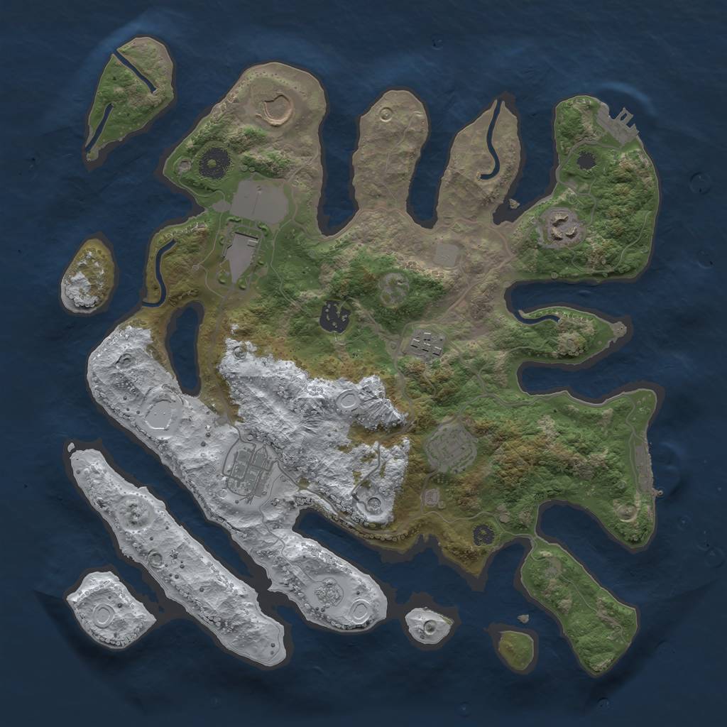 Rust Map: Procedural Map, Size: 3500, Seed: 2619942, 16 Monuments