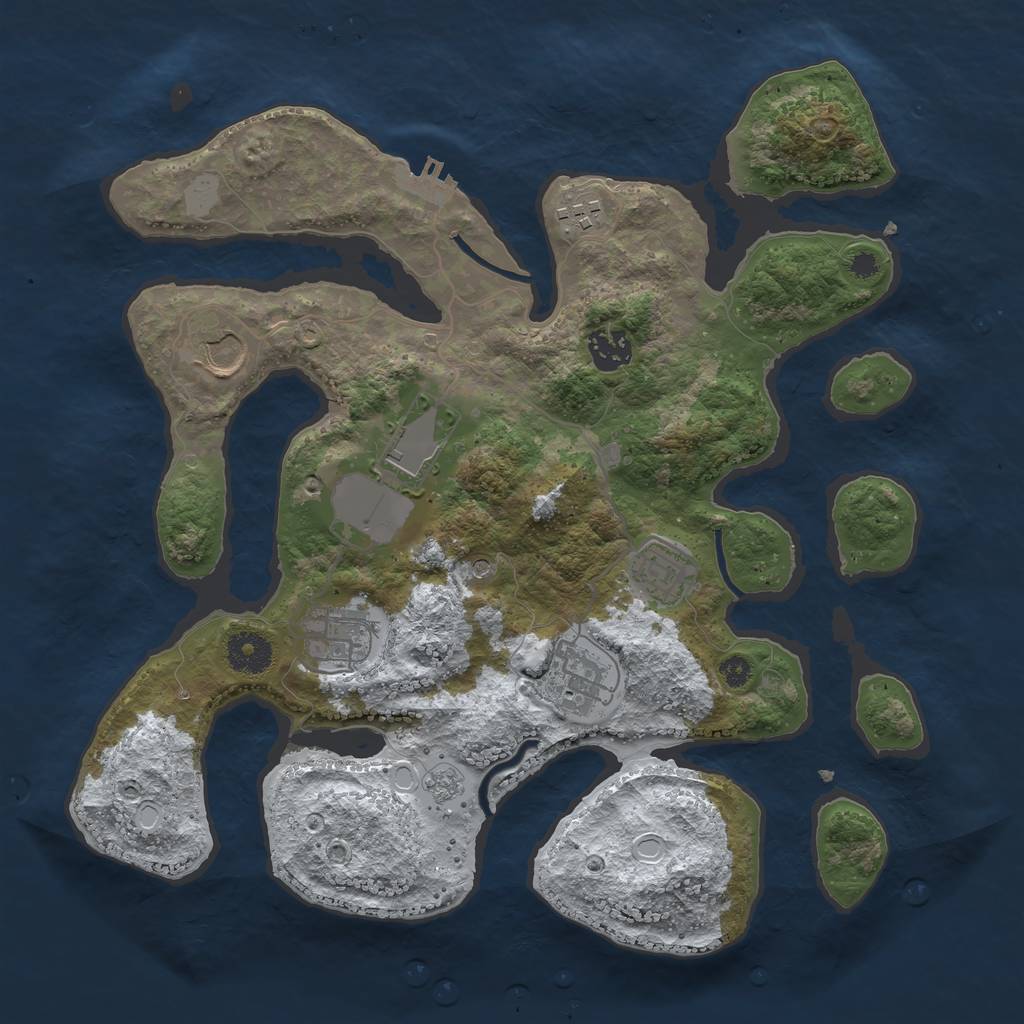 Rust Map: Procedural Map, Size: 3500, Seed: 3668736, 15 Monuments