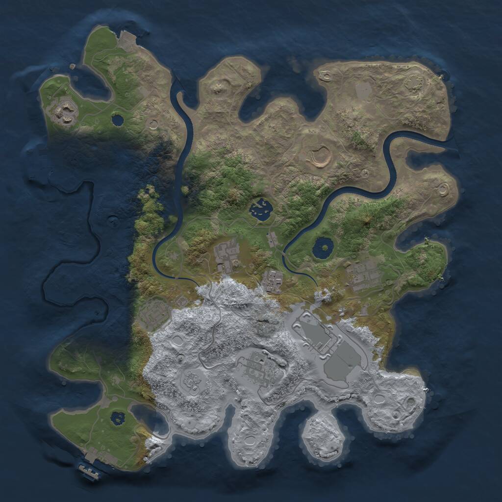 Rust Map: Procedural Map, Size: 3500, Seed: 2263283, 15 Monuments