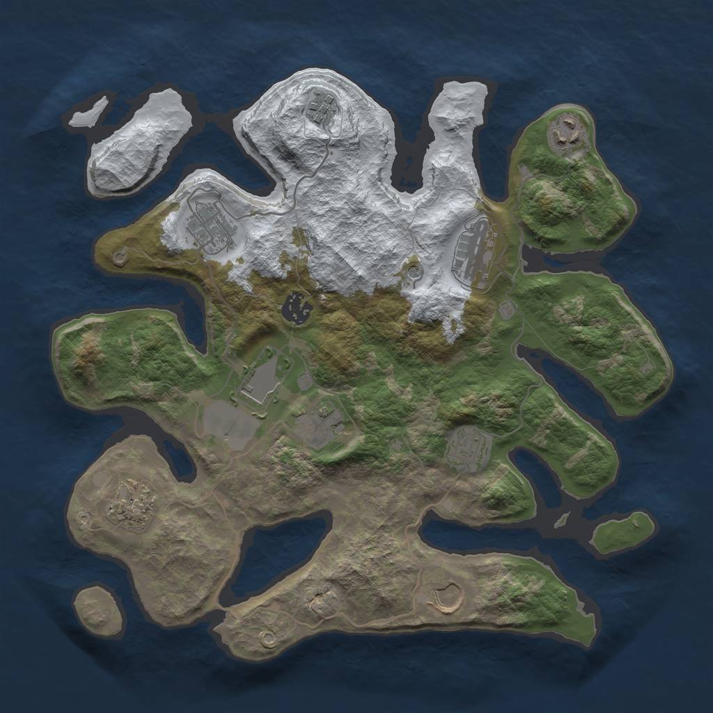 Rust Map: Barren, Size: 3500, Seed: 412356, 13 Monuments