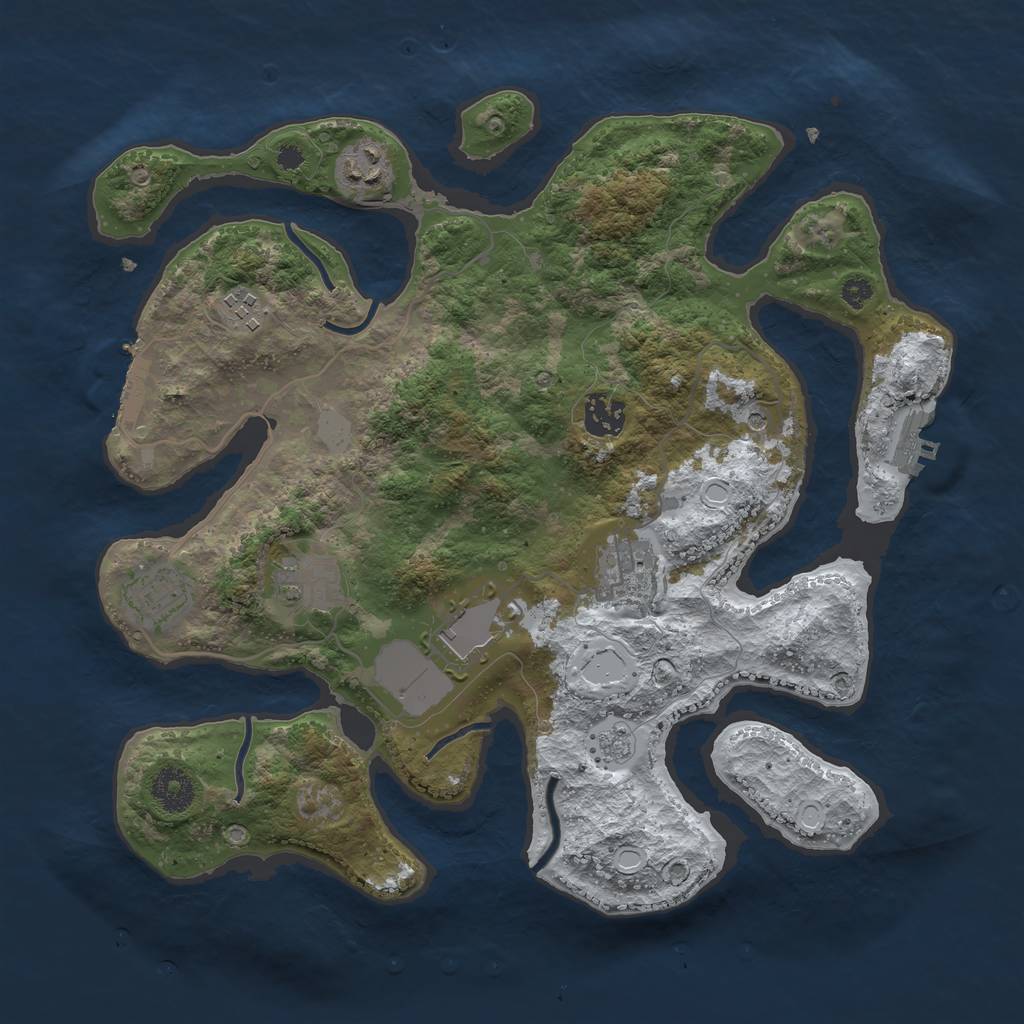 Rust Map: Procedural Map, Size: 3500, Seed: 4557448, 16 Monuments