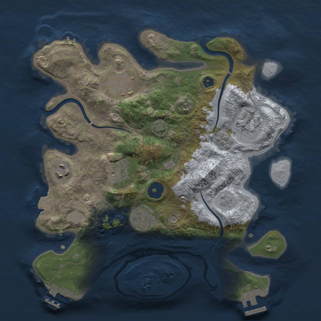 Rust Map: Procedural Map, Size: 3000, Seed: 32439, 12 Monuments