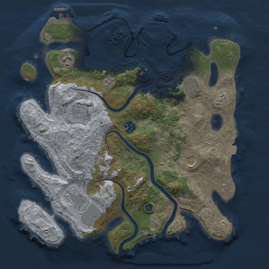 Rust Map: Procedural Map, Size: 3500, Seed: 1714917, 13 Monuments