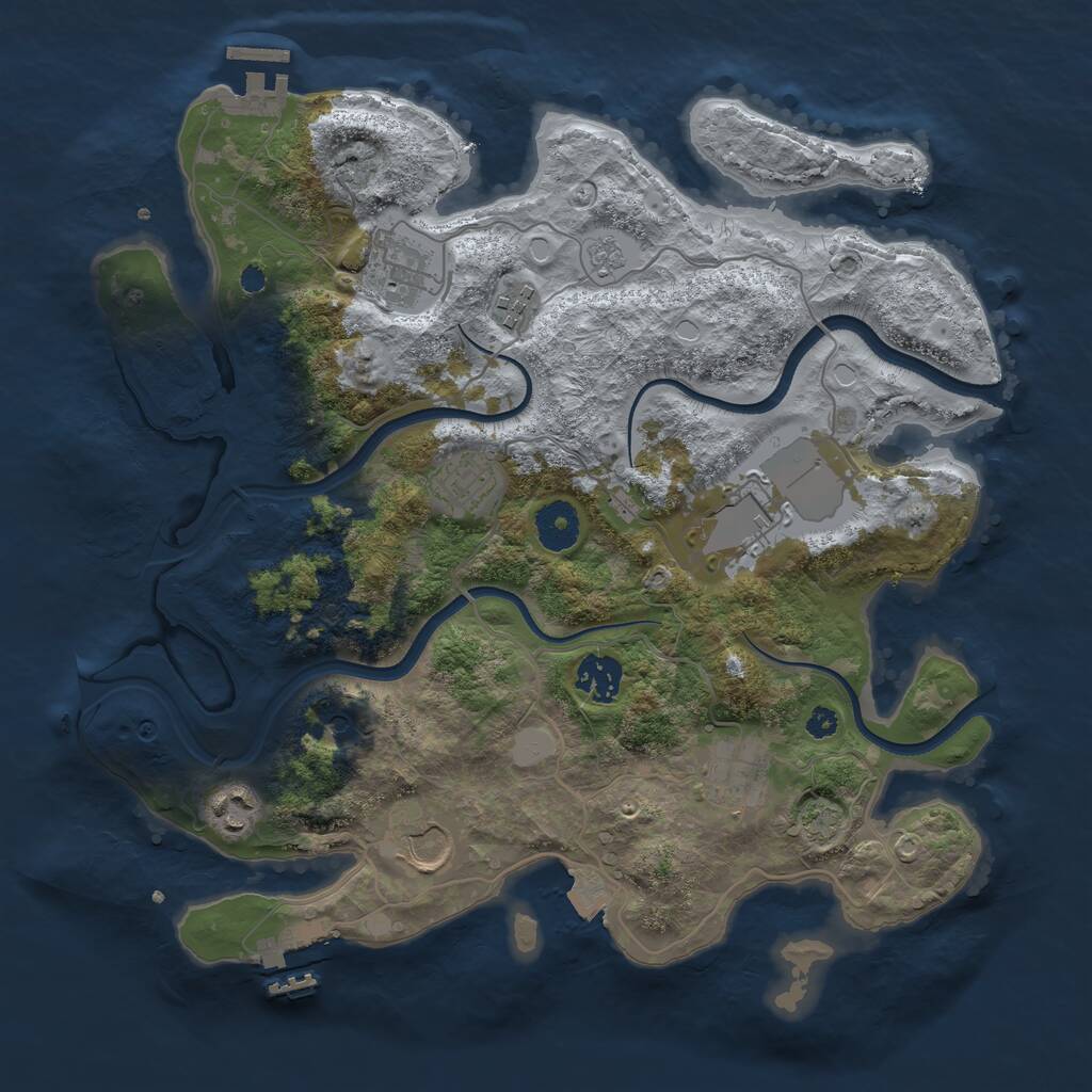 Rust Map: Procedural Map, Size: 3500, Seed: 4025953, 14 Monuments