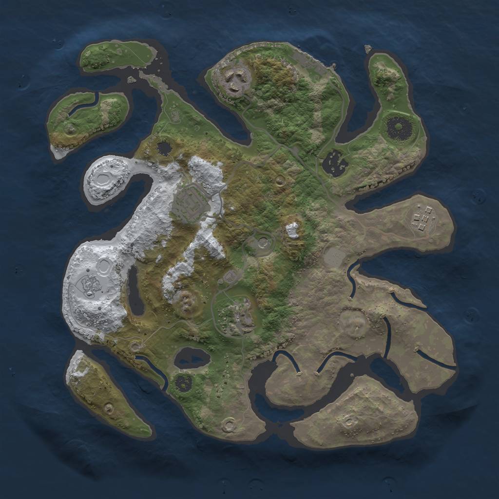 Rust Map: Procedural Map, Size: 3000, Seed: 23396, 13 Monuments