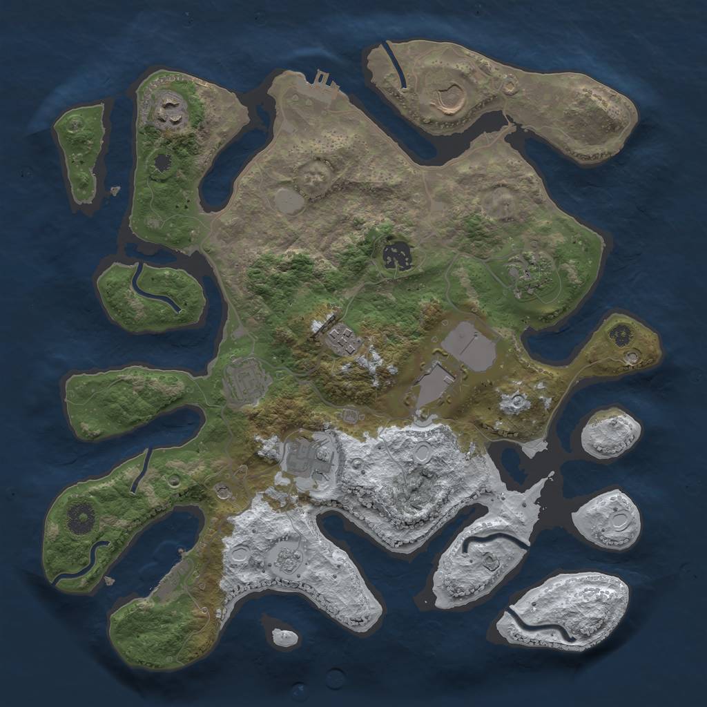 Rust Map: Procedural Map, Size: 3500, Seed: 3425705, 17 Monuments