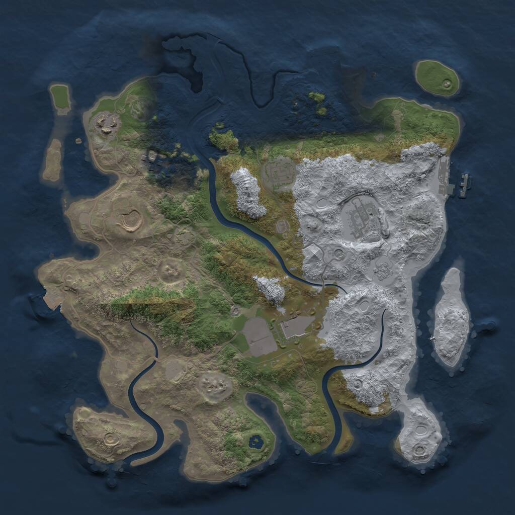 Rust Map: Procedural Map, Size: 3500, Seed: 476278, 12 Monuments