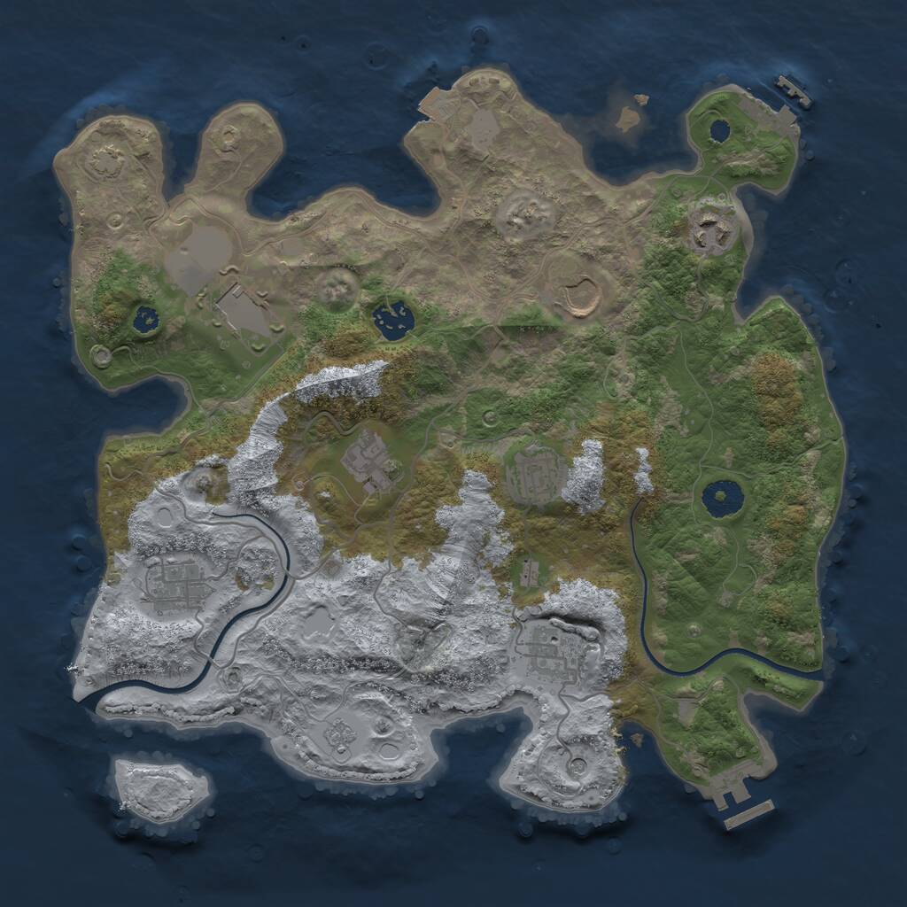 Rust Map: Procedural Map, Size: 3500, Seed: 5741375, 14 Monuments