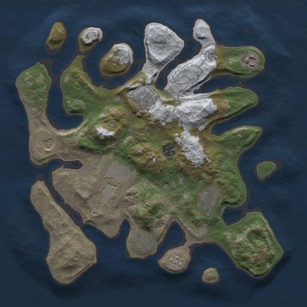 Rust Map: Barren, Size: 3500, Seed: 1499123, 11 Monuments