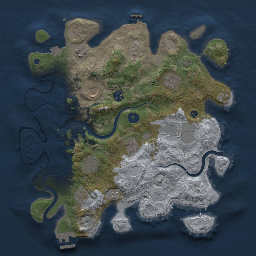 Rust Map: Procedural Map, Size: 3500, Seed: 6044848, 15 Monuments