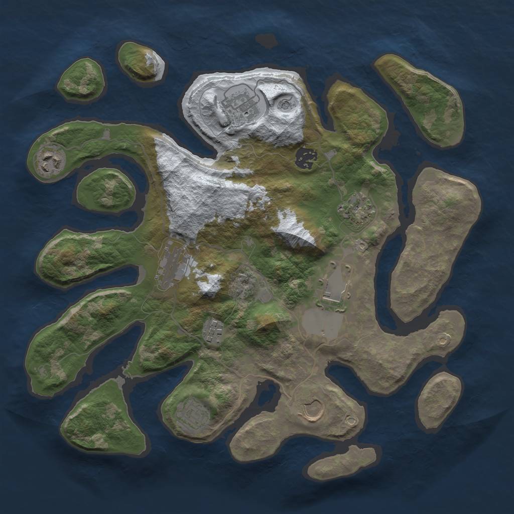 Rust Map: Barren, Size: 3500, Seed: 6383294, 12 Monuments