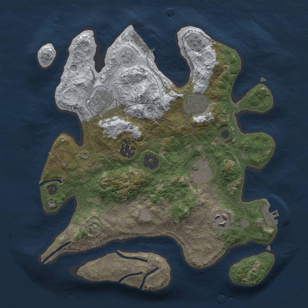 Rust Map: Procedural Map, Size: 3000, Seed: 1222687175, 15 Monuments