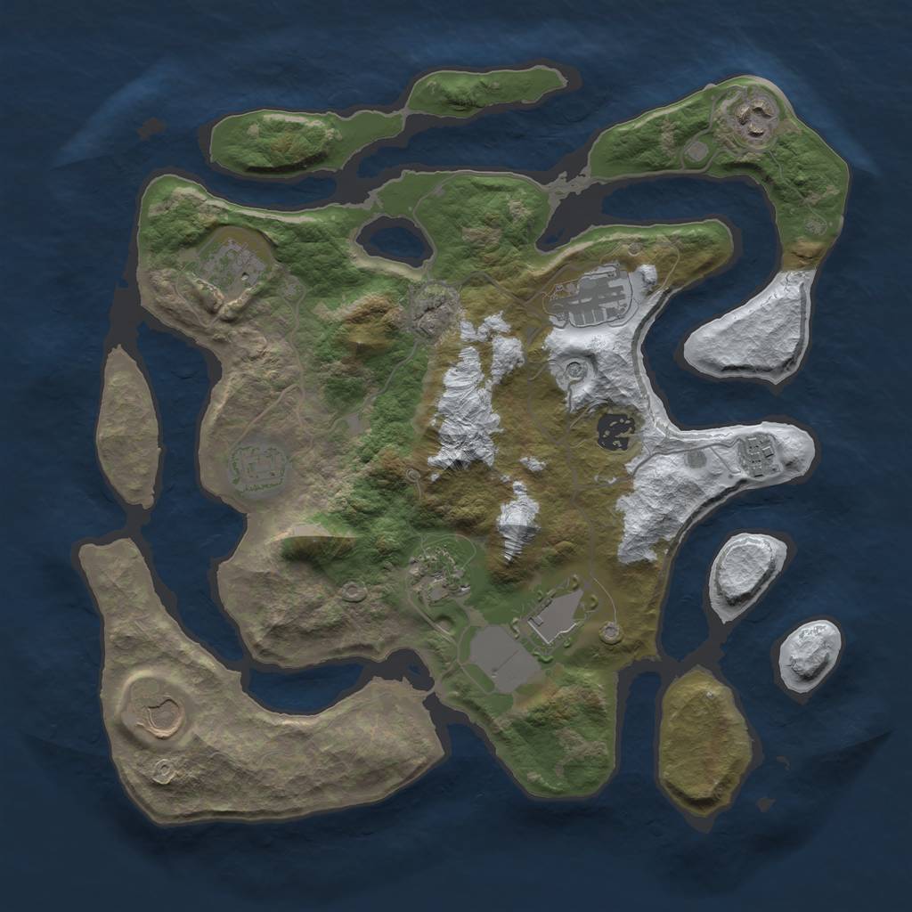 Rust Map: Barren, Size: 3500, Seed: 5422689, 12 Monuments