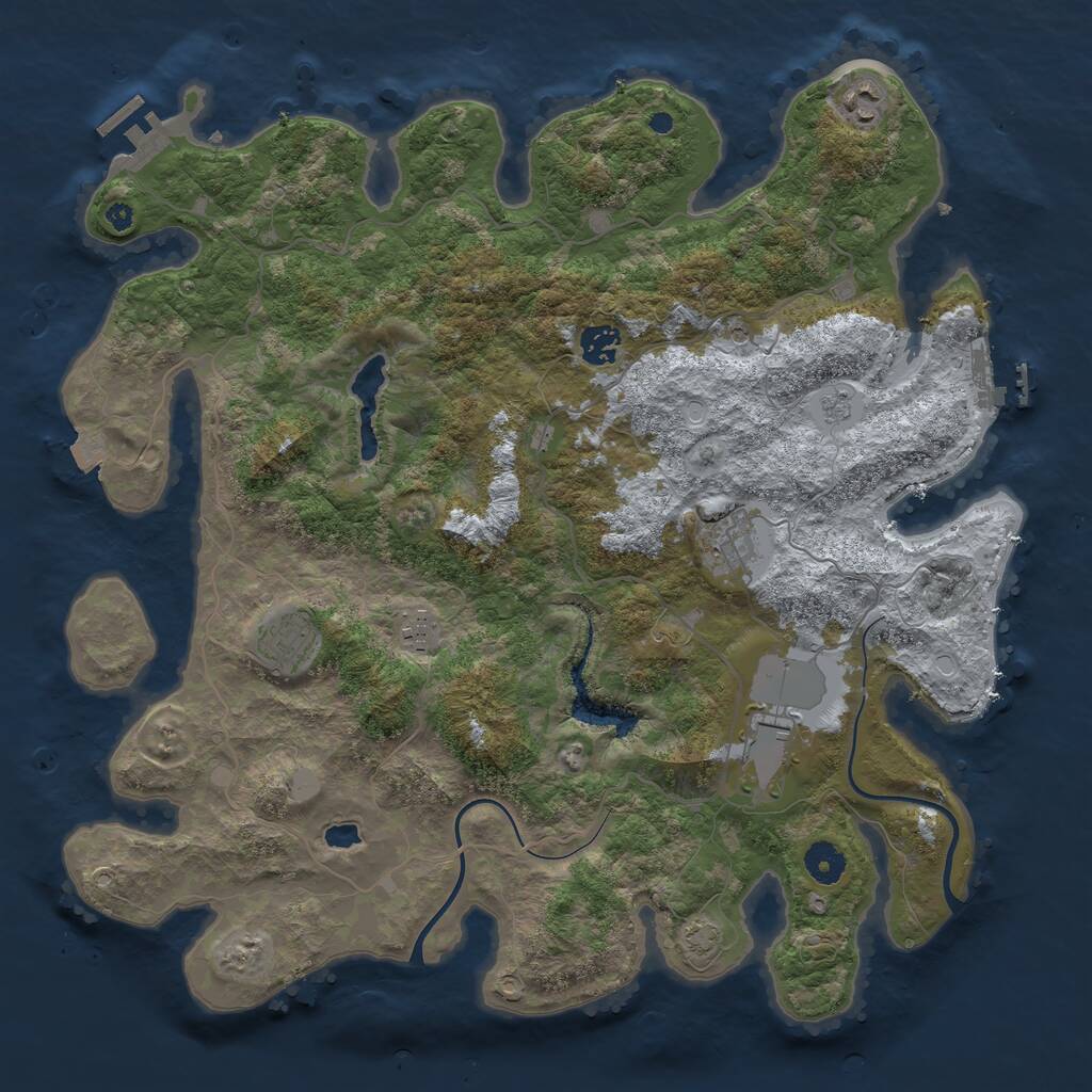 Rust Map: Procedural Map, Size: 4000, Seed: 942770, 12 Monuments