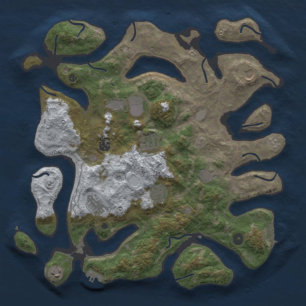 Rust Map: Procedural Map, Size: 4000, Seed: 35677, 18 Monuments