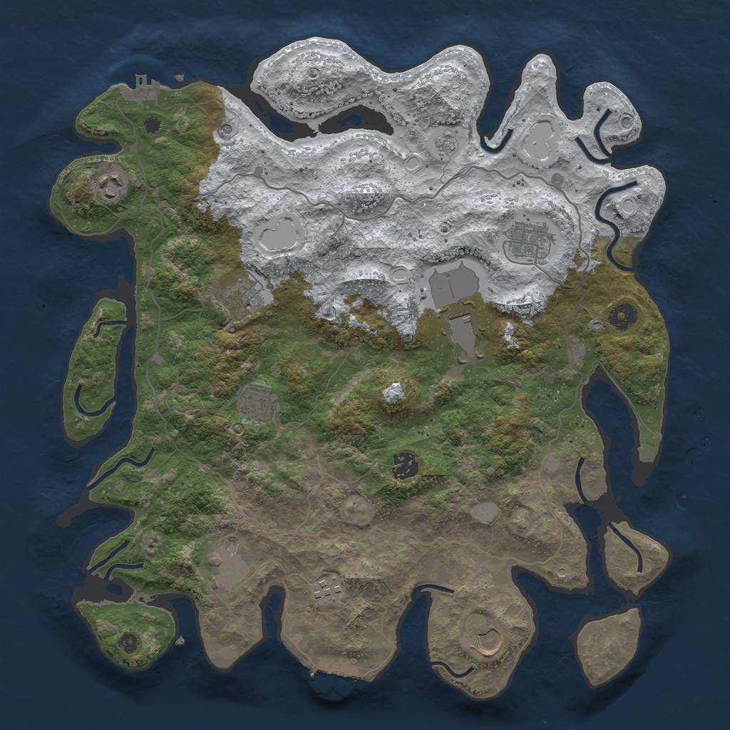 Rust Map: Procedural Map, Size: 4000, Seed: 6319493, 18 Monuments