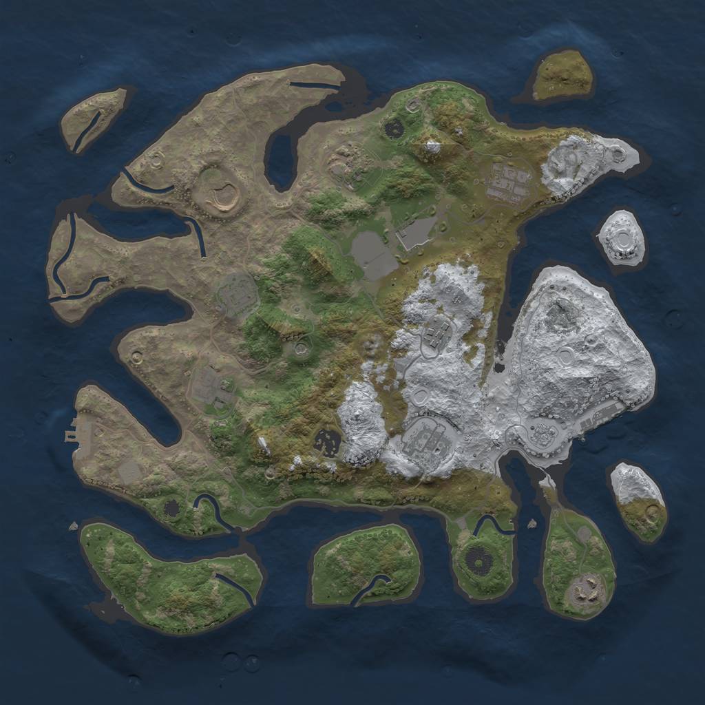 Rust Map: Procedural Map, Size: 3800, Seed: 25, 19 Monuments