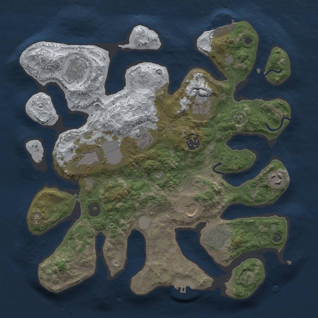 Rust Map: Procedural Map, Size: 3500, Seed: 128301, 17 Monuments