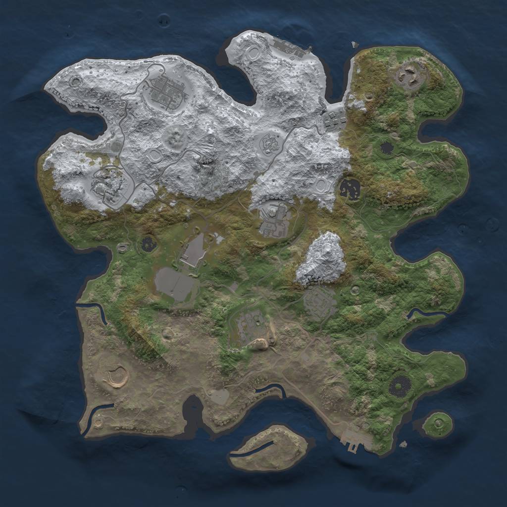 Rust Map: Procedural Map, Size: 3500, Seed: 764866, 18 Monuments