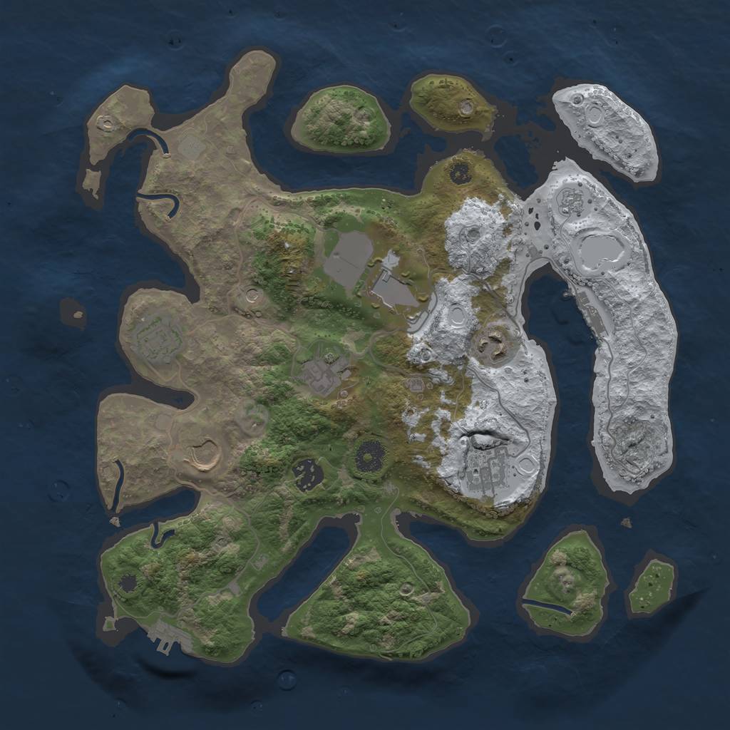 Rust Map: Procedural Map, Size: 3500, Seed: 3032018, 16 Monuments