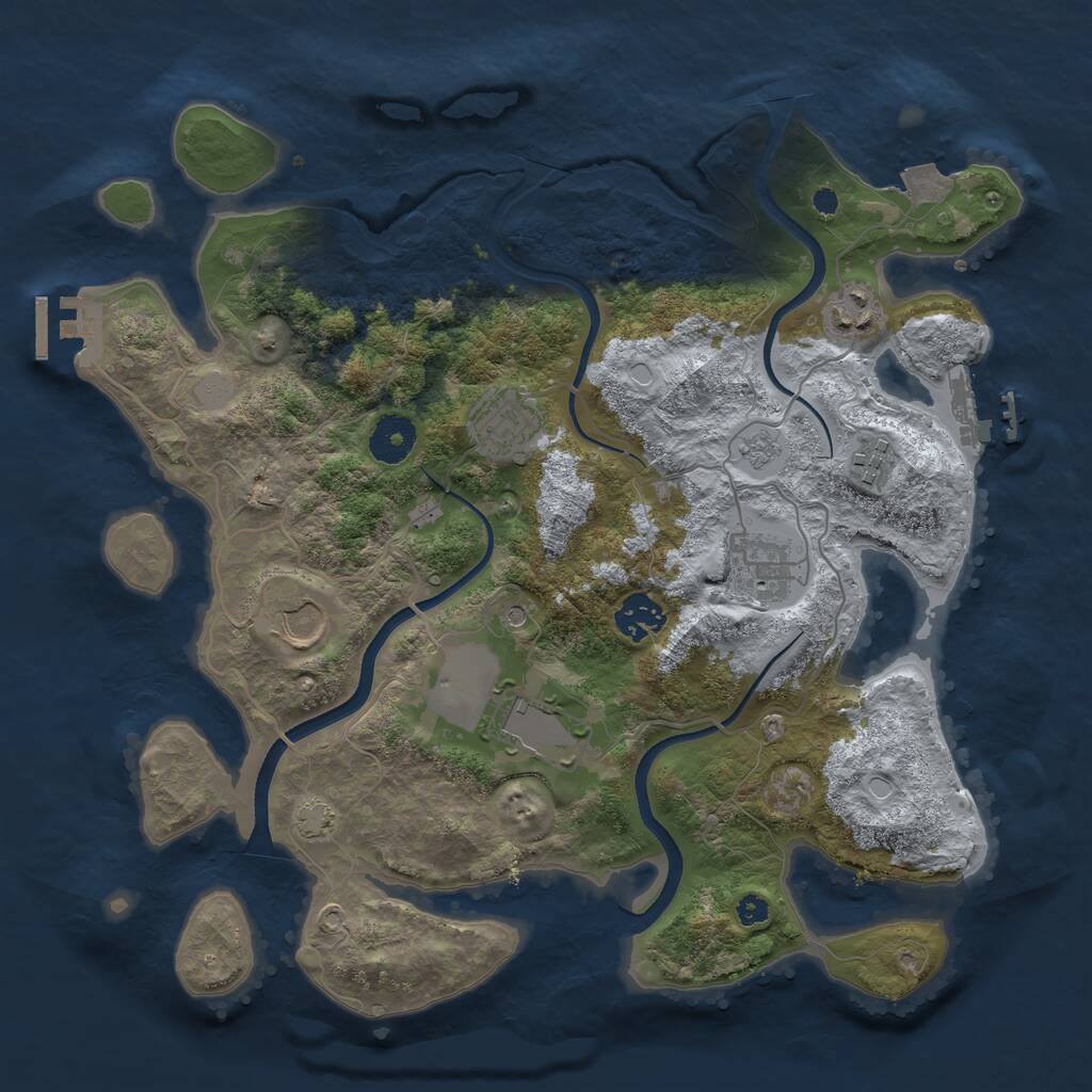 Rust Map: Procedural Map, Size: 3500, Seed: 3529983, 13 Monuments