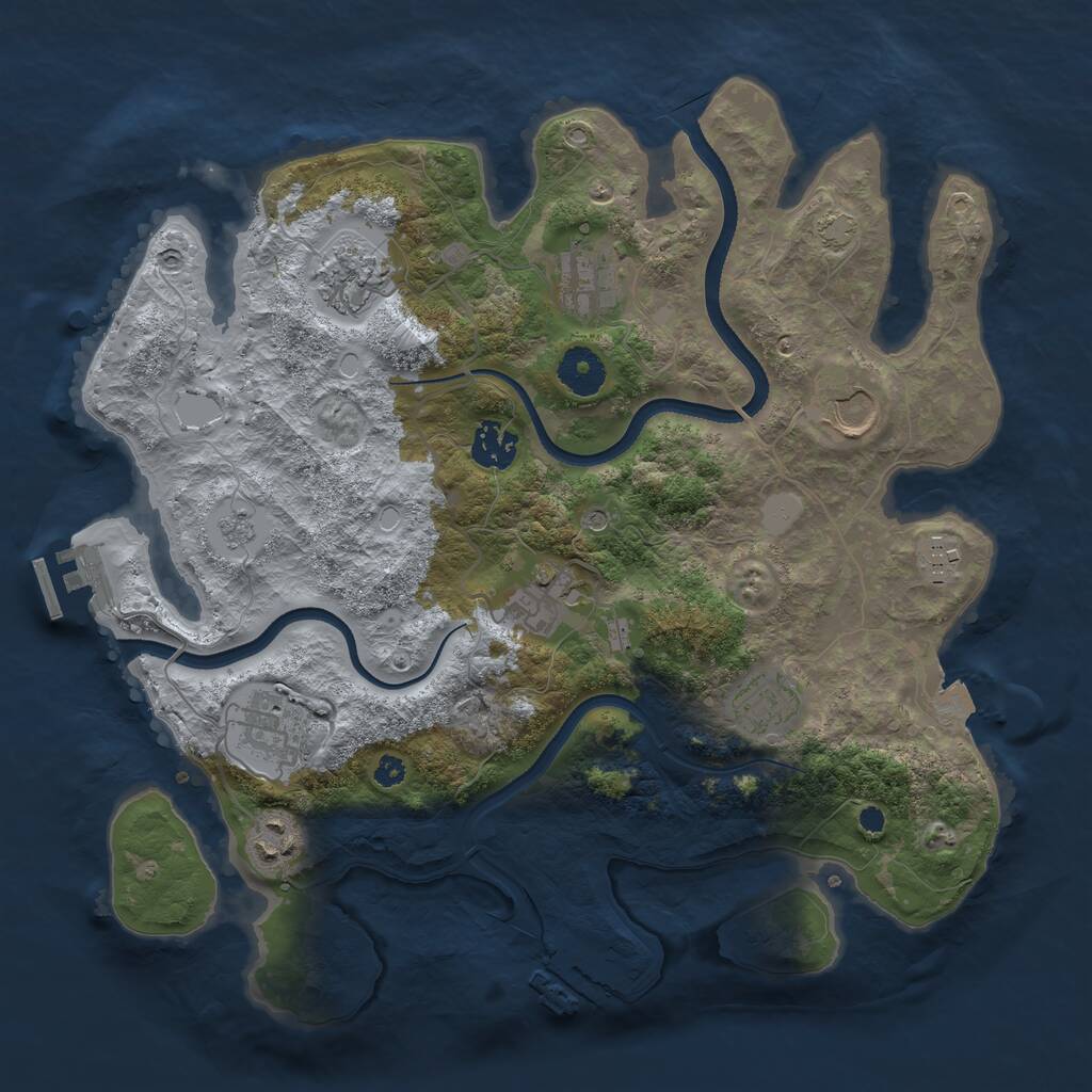 Rust Map: Procedural Map, Size: 3500, Seed: 2896488, 15 Monuments