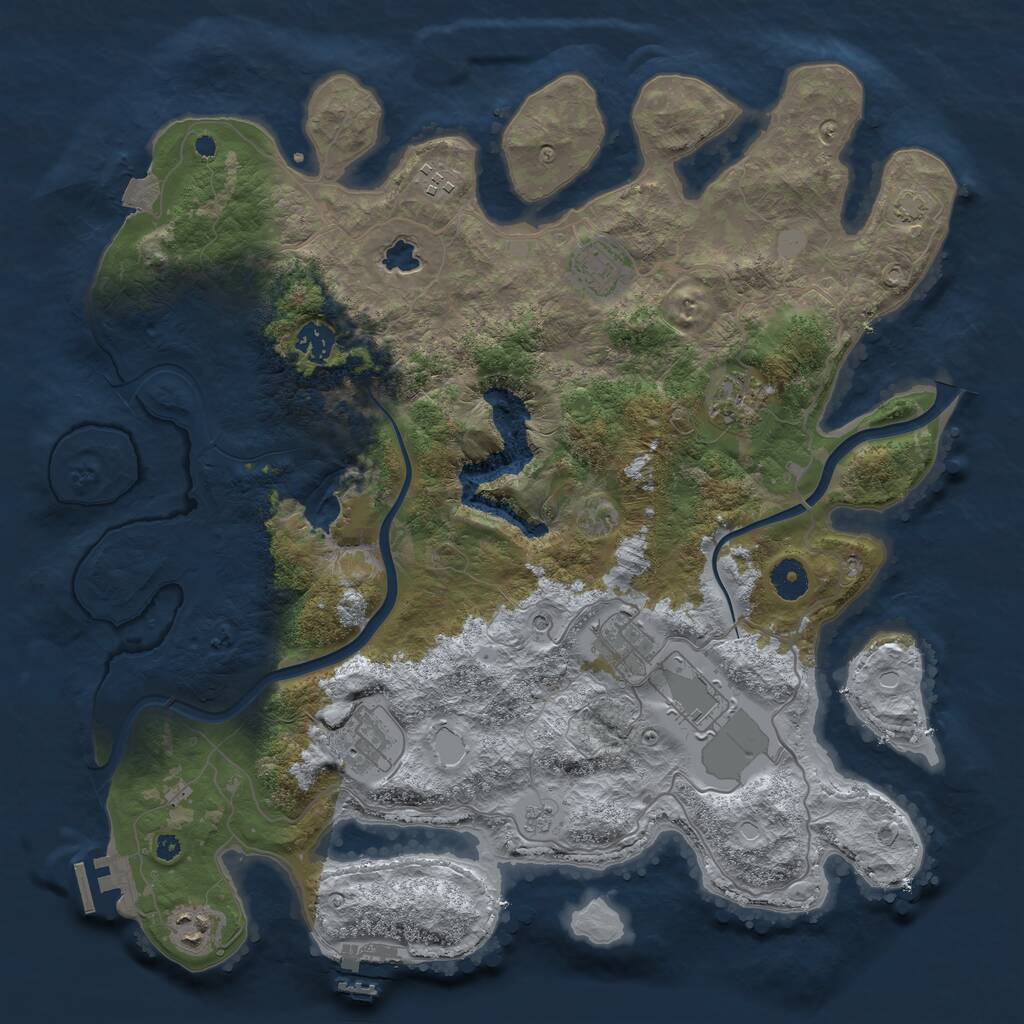 Rust Map: Procedural Map, Size: 4000, Seed: 3858577, 14 Monuments