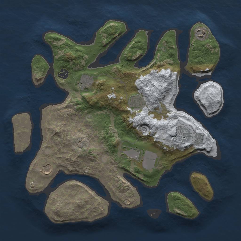 Rust Map: Barren, Size: 3500, Seed: 5523575, 11 Monuments