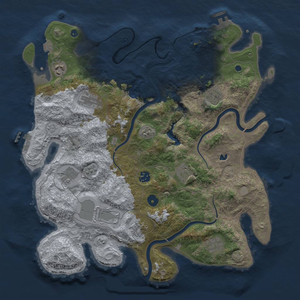 Rust Map: Procedural Map, Size: 4000, Seed: 7643, 16 Monuments