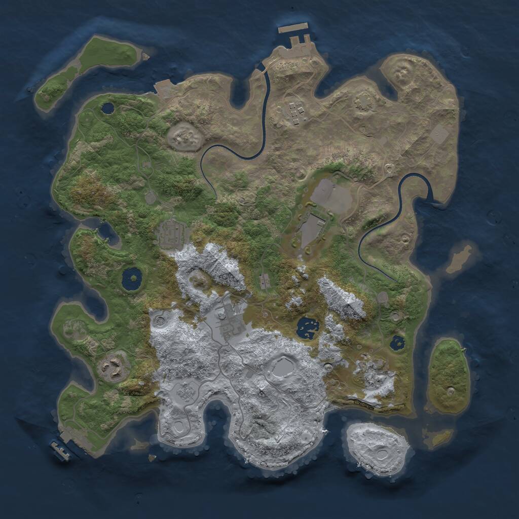 Rust Map: Procedural Map, Size: 3500, Seed: 3108383, 13 Monuments
