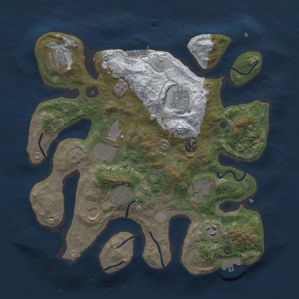 Rust Map: Procedural Map, Size: 3500, Seed: 2008657, 18 Monuments