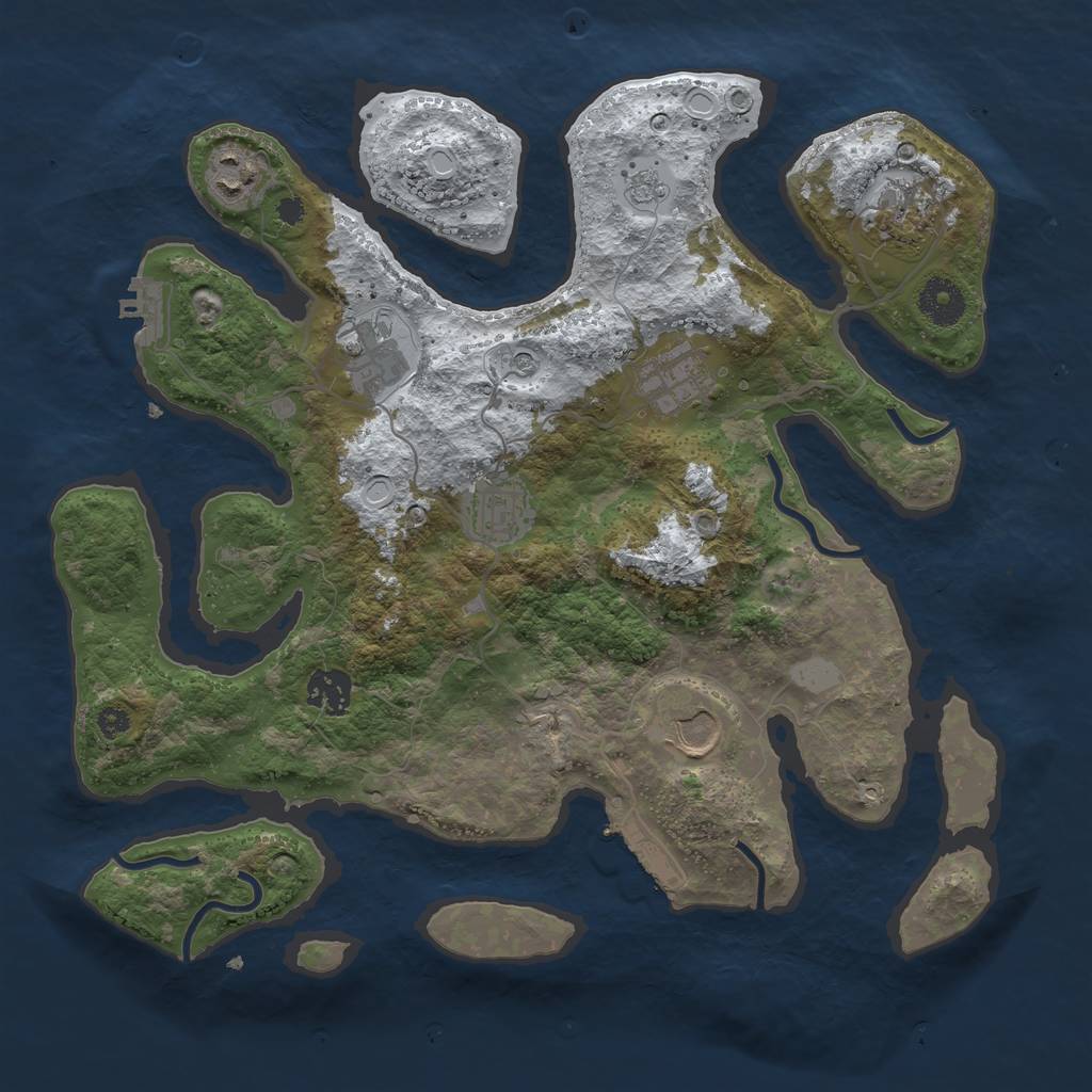Rust Map: Procedural Map, Size: 3500, Seed: 2182936, 16 Monuments