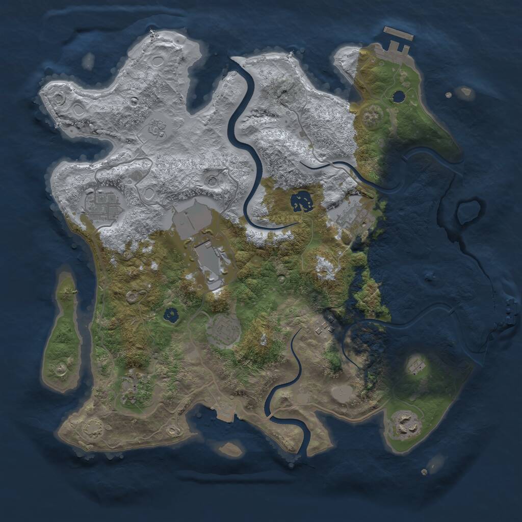 Rust Map: Procedural Map, Size: 3500, Seed: 2474524, 14 Monuments