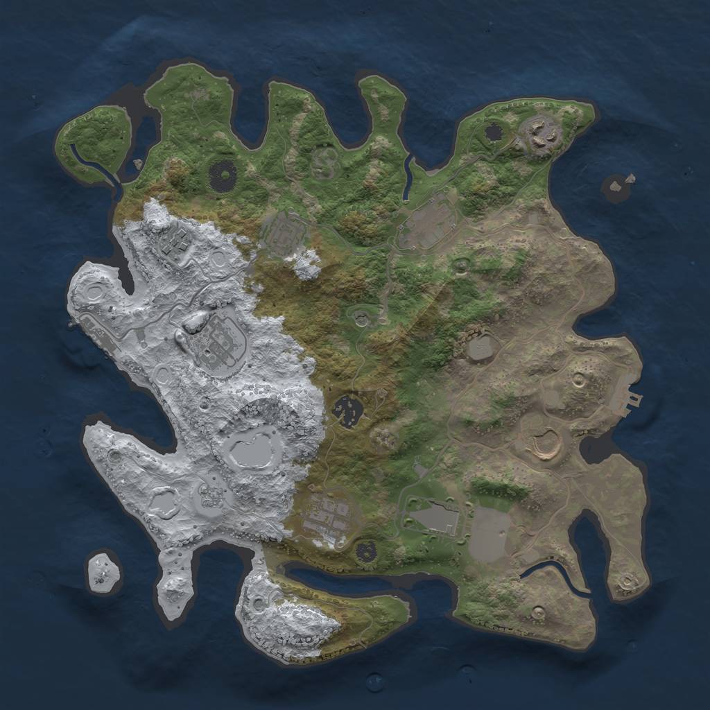 Rust Map: Procedural Map, Size: 3500, Seed: 1894054, 18 Monuments