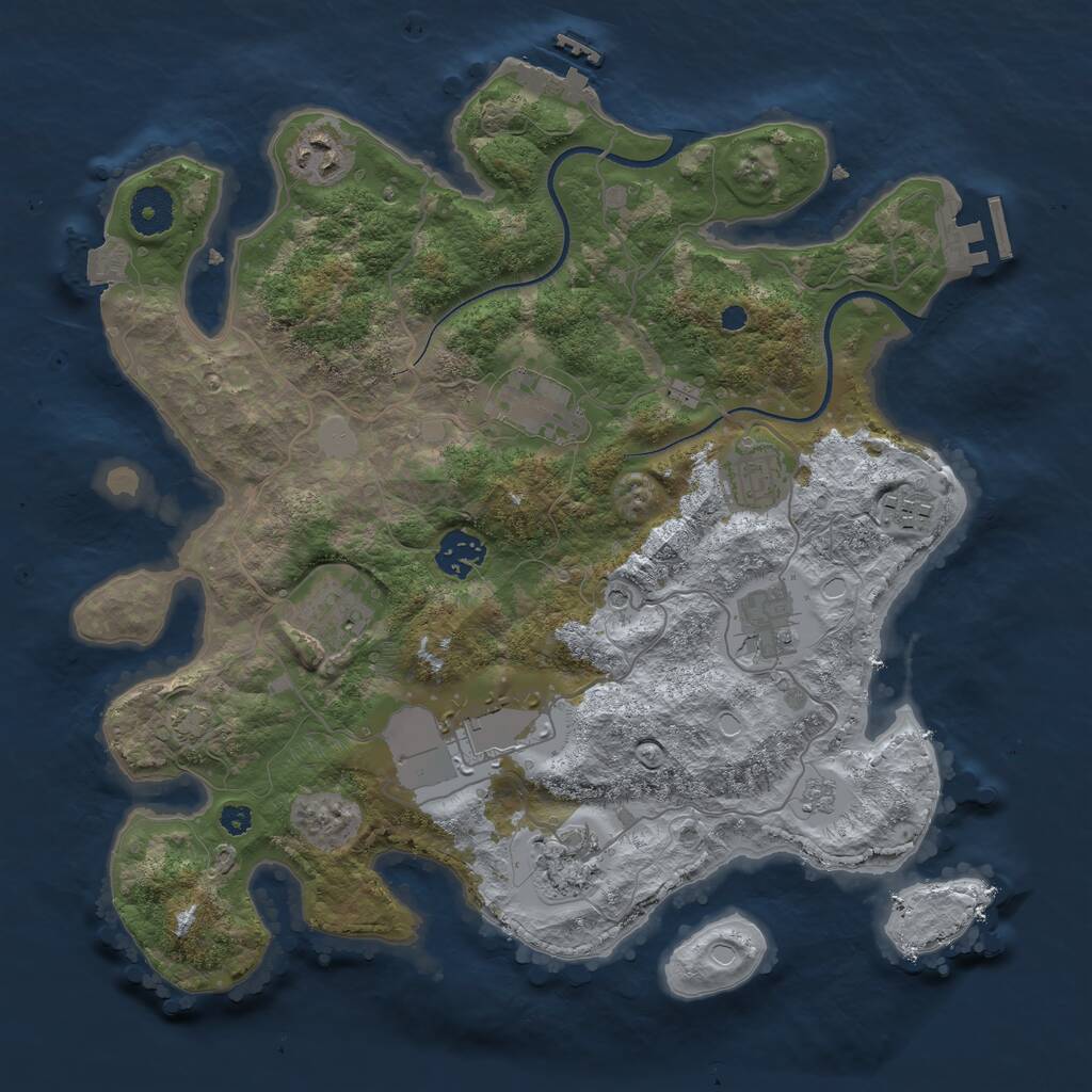 Rust Map: Procedural Map, Size: 3500, Seed: 2452608, 15 Monuments
