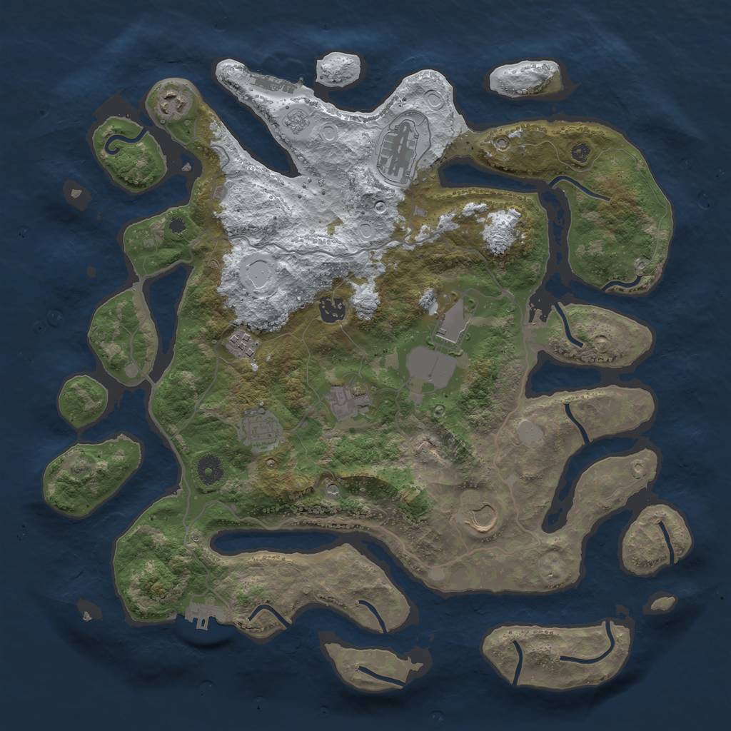 Rust Map: Procedural Map, Size: 4000, Seed: 876141, 17 Monuments