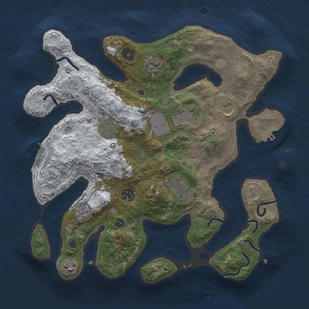 Rust Map: Procedural Map, Size: 3500, Seed: 2498209, 17 Monuments