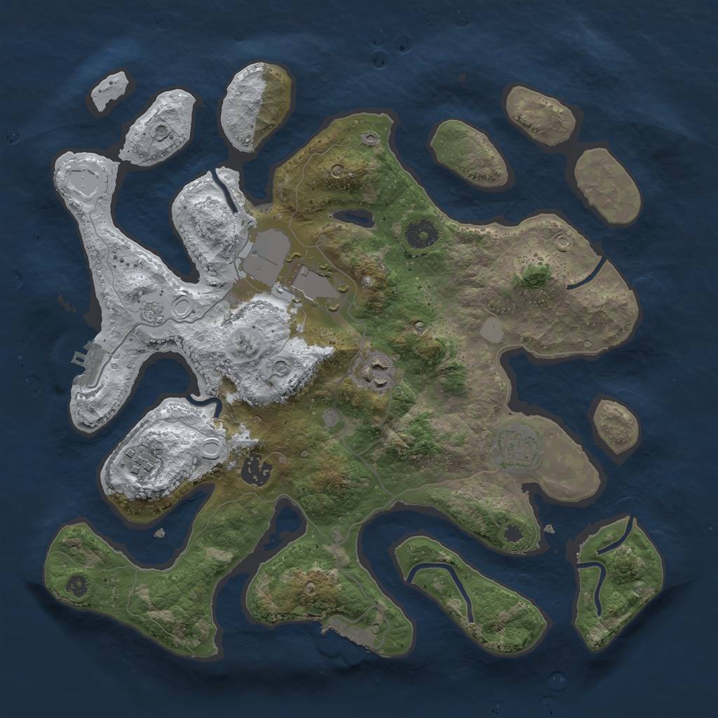 Rust Map: Procedural Map, Size: 3500, Seed: 2229189, 14 Monuments