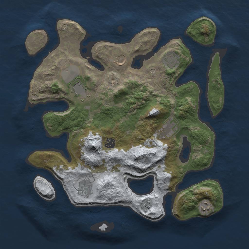 Rust Map: Barren, Size: 3500, Seed: 760279, 11 Monuments