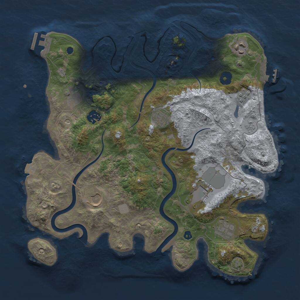 Rust Map: Procedural Map, Size: 3500, Seed: 418381, 14 Monuments
