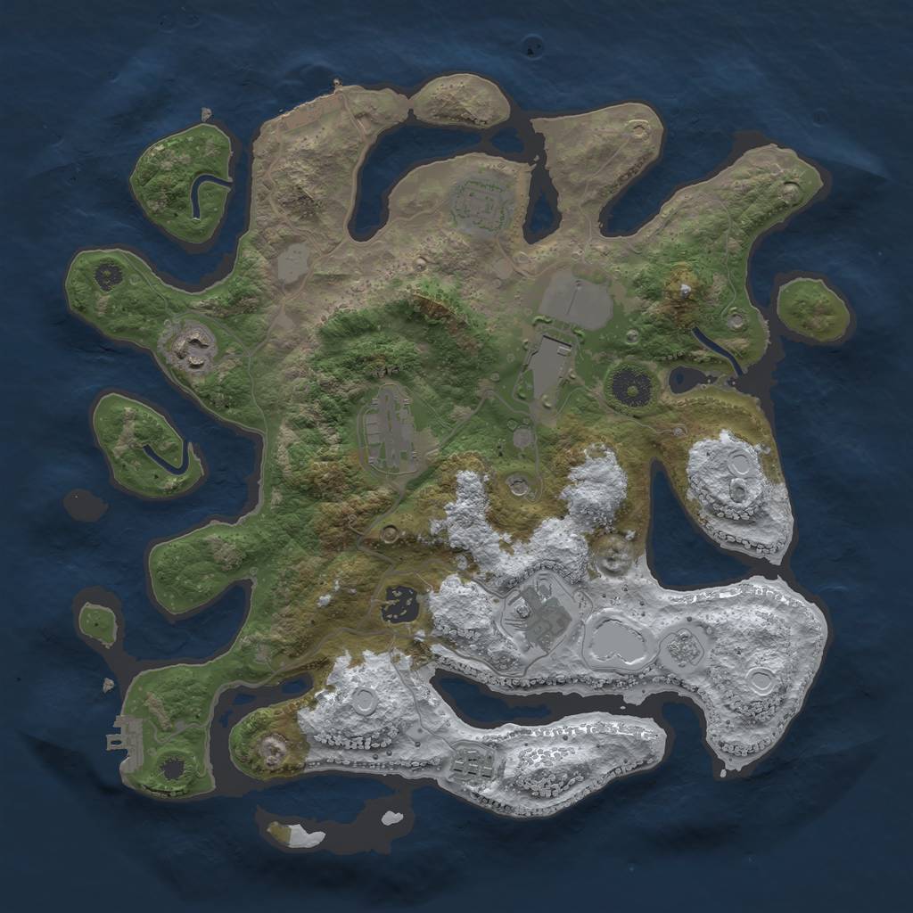Rust Map: Procedural Map, Size: 3500, Seed: 1470935, 16 Monuments