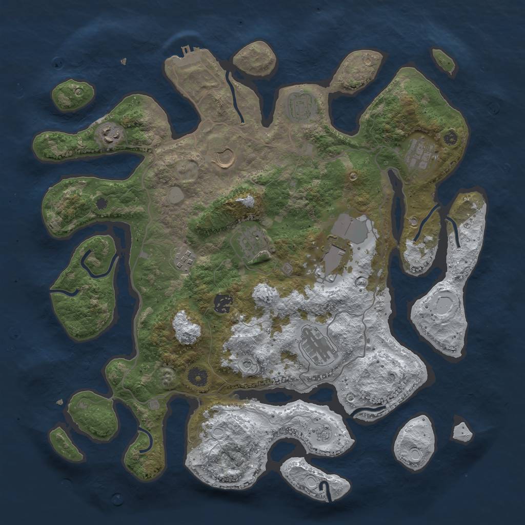 Rust Map: Procedural Map, Size: 4000, Seed: 3043714, 17 Monuments