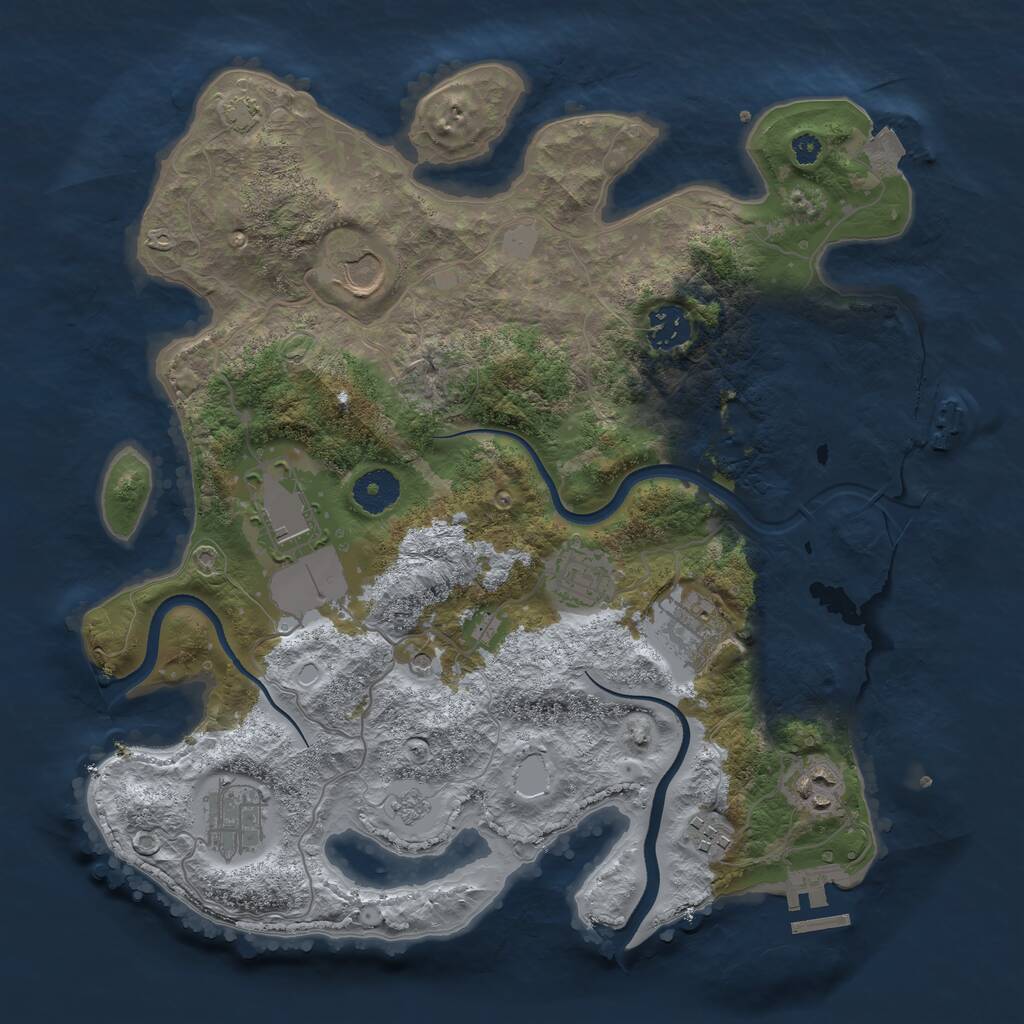 Rust Map: Procedural Map, Size: 3500, Seed: 2762331, 14 Monuments