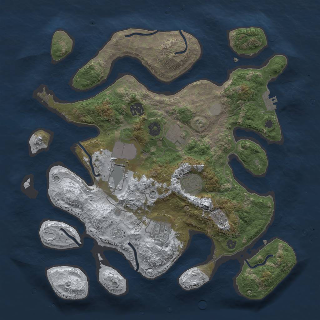 Rust Map: Procedural Map, Size: 3500, Seed: 2668845, 14 Monuments